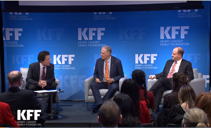 KFF's tweet photo. ICYMI: A full recording of the conversation with @GovInslee and @GovofCO on their states' #PublicOption plans is now up: https://t.co/GrILHqgk2i #KFFLive https://t.co/IaPYKgVxrs