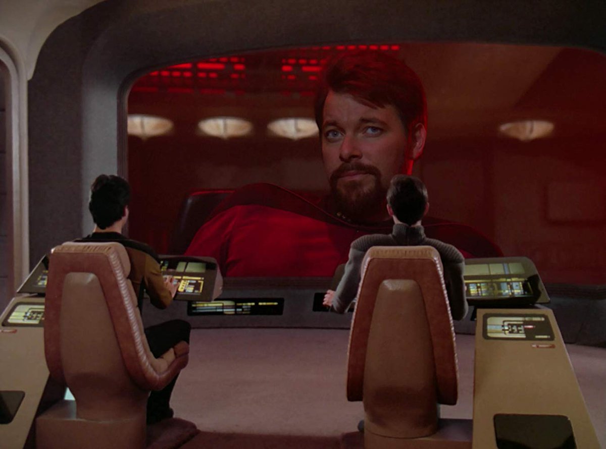 DrKronner's tweet photo. #TNGwatch 2.08 - #AMatterOfHonor
Riker is the closest thing the 24th Century has to James T. Kirk, which is the greatest compliment I can pay him. #ItWasDelicious #OneOrBoth? #ImYourCaptainNow #ThisIsCaptainRikerOfTheKlingonVessel https://t.co/GQG3nl0zdD
