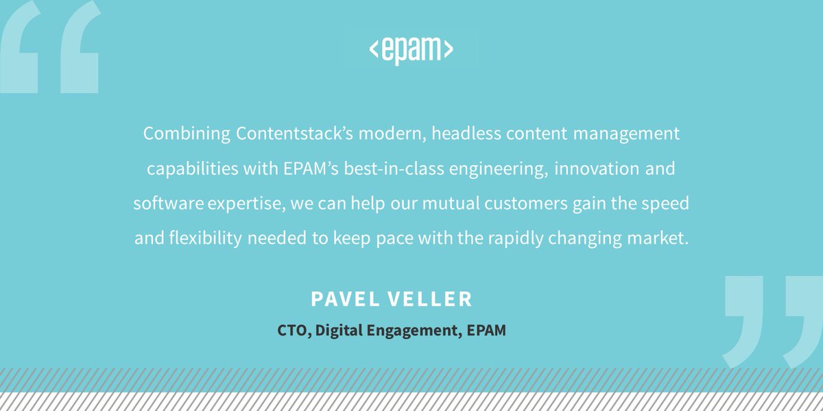 We are excited to announce that <a href="/Contentstack/">Contentstack</a> has partnered with EPAM to deliver a full microservices, API, cloud-native and headless (MACH) solution to our global customers. Learn more: ow.ly/WuZf50ygKxy