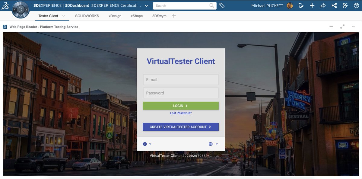 MikePuckett's tweet photo. Cloud based testing for @SOLIDWORKS and #3DEXPERIENCE  is here! If you're signed up for testing on Sunday at #3DXW20, you might be helping us test this next generation tool which allows us to deliver our certifications on the #3DEXPERIENCE Platform. #NoInstall #AnyBrowser #AnyOS https://t.co/IczwkXt8hv
