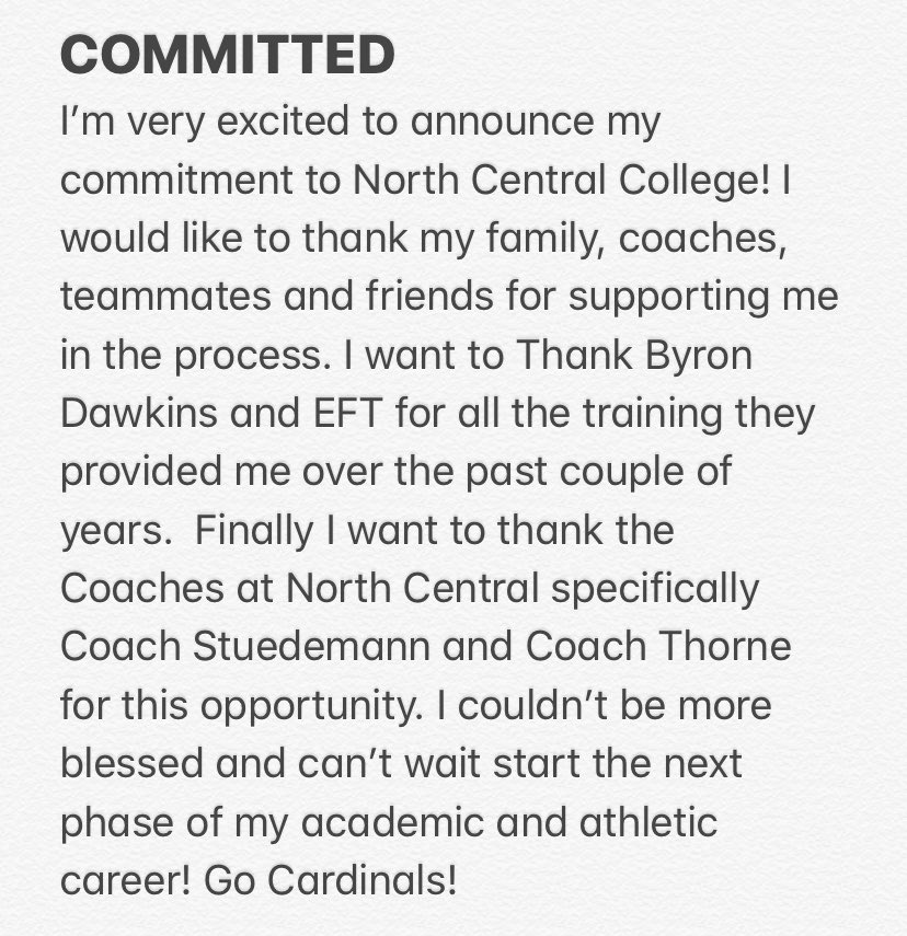 TFitzpatrick_12's tweet photo. Excited to announce my Commitment to North Central College! #GoCards @Jchezbroncos @BHS220Football https://t.co/FfByh0F5cD