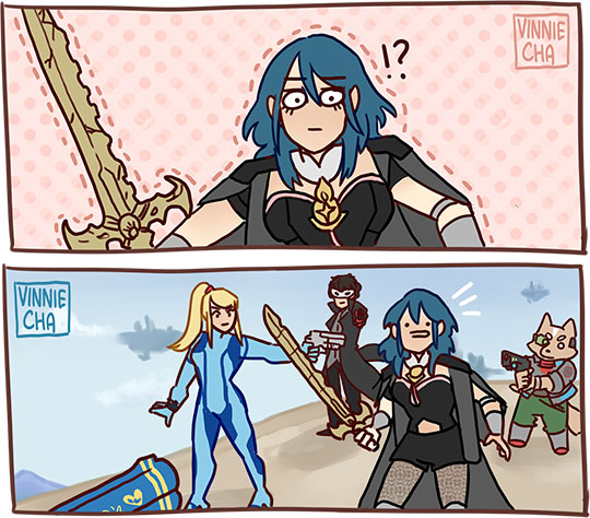 Byleth only brought hero's relics to a gunfight
alt caption was `what it feels like to like Fire Emblem in Smash Bros' lmao #SuperSmashBrosUltimate #FE3Houses 