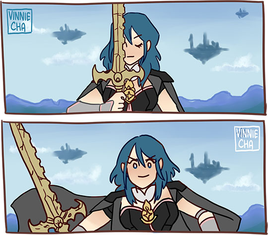 Byleth only brought hero's relics to a gunfight
alt caption was `what it feels like to like Fire Emblem in Smash Bros' lmao #SuperSmashBrosUltimate #FE3Houses 