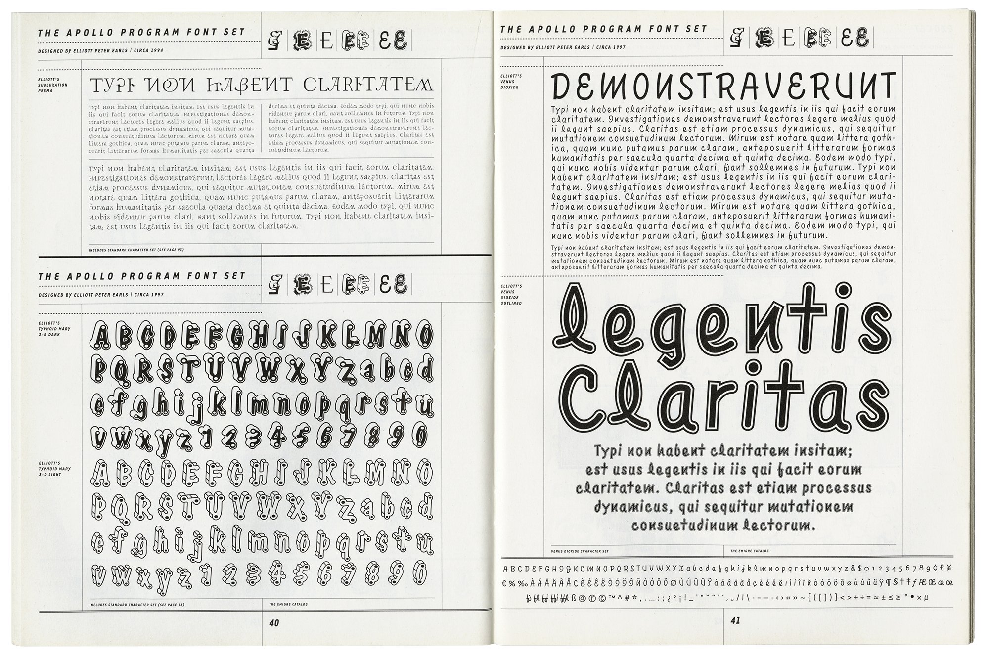 Letterform Archive The Apollo Program Font Set By Elliott Peter Earls As Seen In The Emigre Catalog Emigre Inc Sacramento 00 If You Re Into Wild Font Sets Check Out Our
