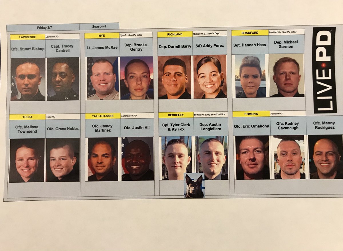 Let’s get ready to roll! 🤓

#Bishop
#Cantrell
#McRae
#Gentry
#Barry
#Addy
#Haas
#Garmon
#Townsend
#Hobbs
#Martinez
#Hill
#Clark
#Fox
#Longieliere
#Omahony
#Cavanaugh
#Rodriguez

<a href="/StuBishop_LPD/">Sgt Stu 🇺🇸</a> 
<a href="/LivePDNation/">Benny</a> <a href="/addy_pez/">Addy Perez</a> @JUSTINRHILL13 <a href="/LTJMcRae/">Lt. McRae</a>