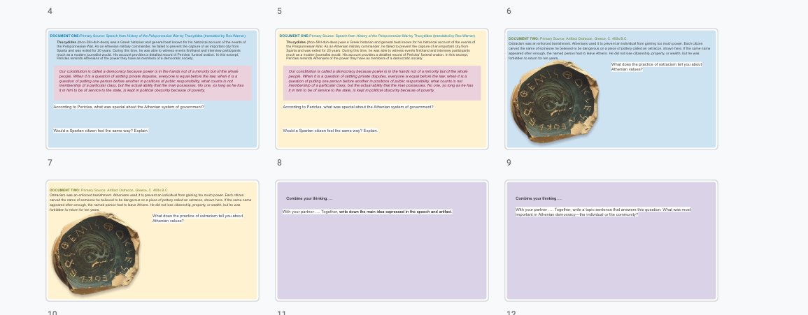 Techie_Carlisle's tweet photo. DBQ turned to a CyberSandwich is ready to go for Tuesday. Students will decide what Athenian Democracy valued more the group or the individual. #CUEMasterClass @eduprotocols #LCMS #NLMUSD https://t.co/sGdzeVjkqi