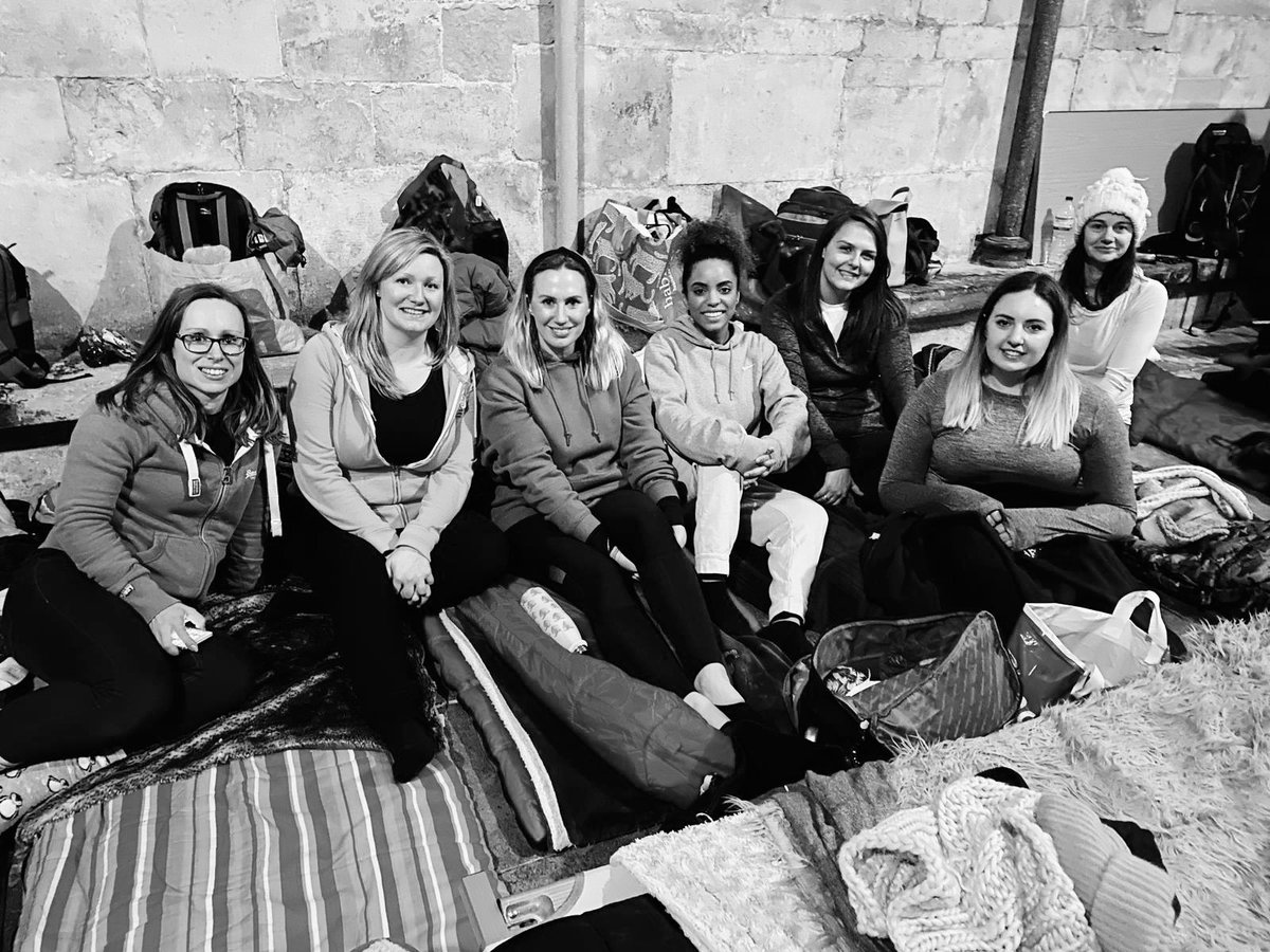 Here we are (minus Emily!) before it got REALLY cold 🥶 we’re now snuggled up hoping to get some sleep (until the 3am Cathedral bells😐) You can still donate on our JustGiving page! #thebigsleep <a href="/AlabareUK/">Alabaré</a> <a href="/radiangroup/">Radian</a>