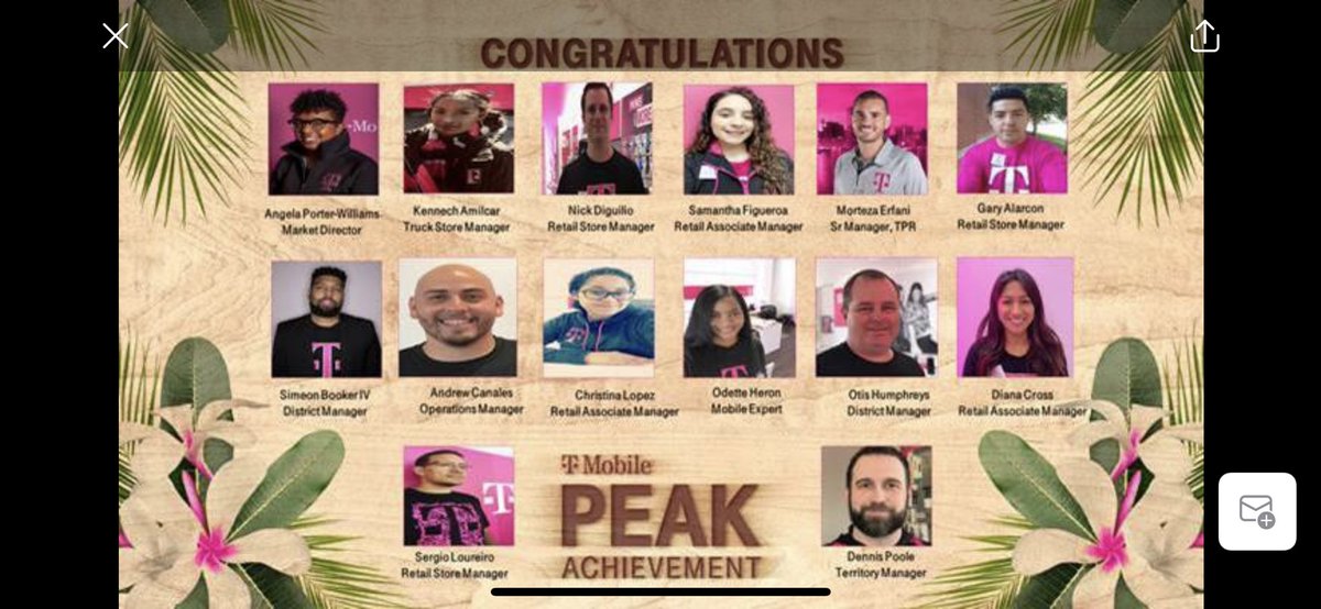 Aloha! Please join me in Congratulating Northeast Peak  Winners for going above and beyond their job roles to positively impact the culture of T-Mobile and the Northeast region!! Mahalo! <a href="/TMobile/">T-Mobile</a>