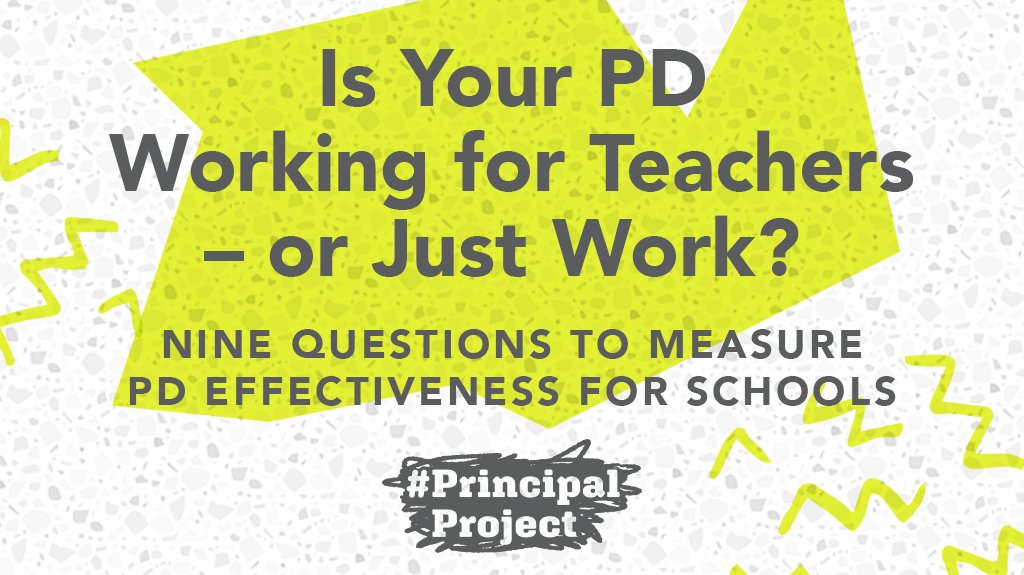 PrincipalProj's tweet photo. "Teachers are passionate about helping their students and as a result seeking to improve their craft. That said, PD doesn’t always feel particularly helpful."
9 questions you can use to promote a successful #ProvDev experience for your team: https://t.co/1LAxUGIDCo #PIAchat https://t.co/qRtaD8QMYo