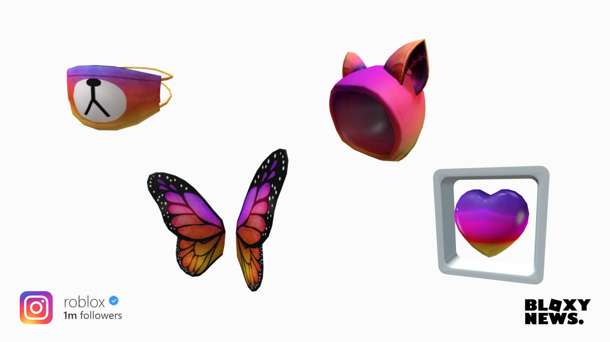 Bloxy News On Twitter Roblox Recently Hit 1 Million Followers On Instagram And There Have Been Some Items Leaked That Will Be Given Out For Free On The Avatar Shop To Celebrate - roblox instagram heart