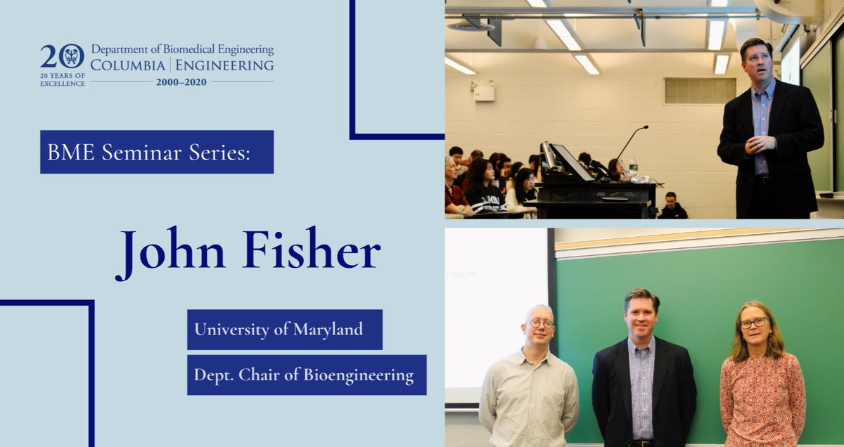 ColumbiaBME's tweet image. Enjoyed having @UMDBIOE Professor and Dept. Chair John Fisher at our BME Seminar Series this week! Thanks for presenting: &quot;3D Printing For Engineering Complex Tissues.&quot; Welcome to @ColumbiaBME! #columbiaengineering #columbia #bmeseminars #bme #3Dprinting