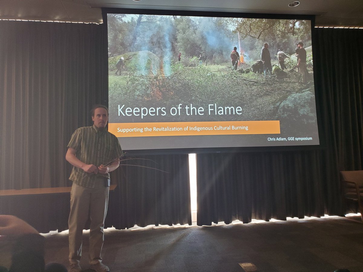 Learning about Keepers of the Flame, an initiative to support indigenous communities in their cultural burning objectives & to amplify indigenous voices, from @cxadlam #ggesymposium #culturalburn