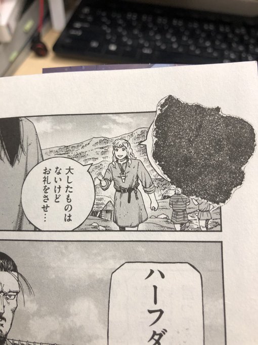 ヴィランドサガ最新刊読んでたら
スンゴイ印刷ミス?してるやんw
紙でも挟まってたのか?
まさかこれが通常なの?
初めて見たわ 