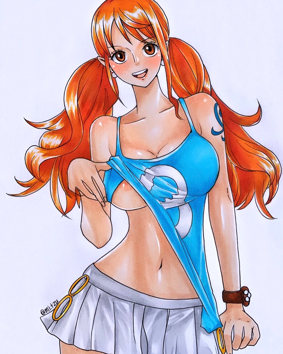 mitzu on X: My first drawing being posted to my twitter and it's fitting  that it would be my lovely Nami Swan🤤😍 Reference used is by @konohanan  #nami #ONEPIECE #lewd #ecchi t.cofHYbL3K3OK 