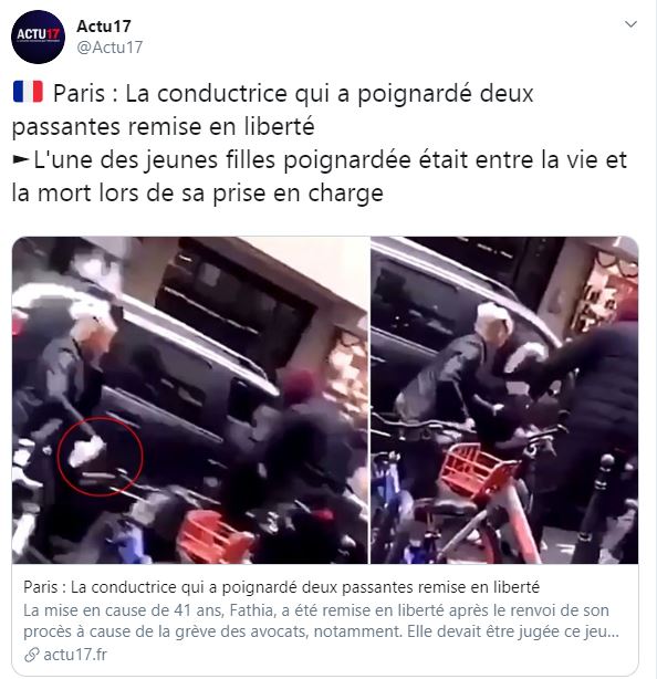 SJallamion's tweet image. 🇫🇷 #Justice
A gauche : &quot;Fathia&quot; poignarde deux passantes, une est entre la vie et la mort. Elle est remise en liberté.
A droite : Jean-Louis tire sur l&apos;un de ses cambrioleurs alors qu&apos;il lui fonçait dessus et le blesse. Il est écroué et reste en prison.
➡️ Vous comprenez ou pas ?