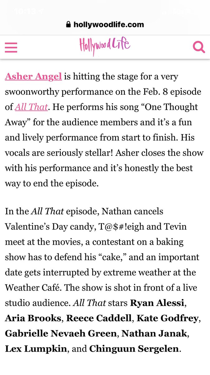 chinguuns's tweet image. Can’t wait to watch @asherangel ‘ s EPIC performances by tomorrow only on @Nickelodeon 🙌. Stay tuned into brand new episode of @AllThatNick 8:30pm/ 7:30c 
#allthat #musicalguest #asherangel #newepisode #Nickelodeon #hollywoodlife #onethoughtaway