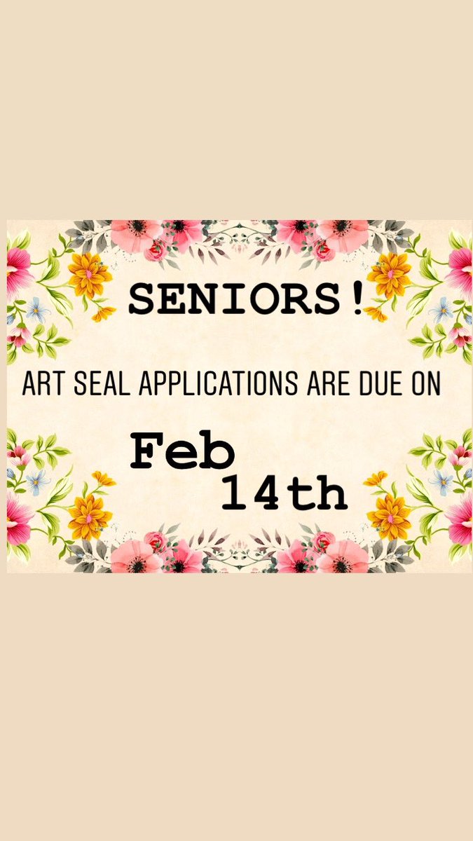 sunrisechoirs's tweet photo. Seniors, if you want to get an arts proficiency seal on your diploma be sure to submit your application by the 14th! https://t.co/O1tv1clDsR