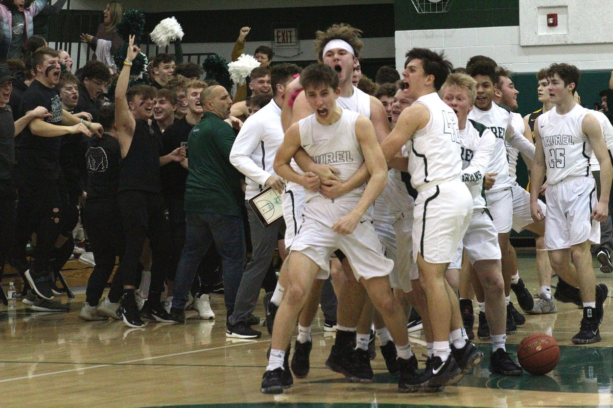 Laurel's Luke Barker hits a game-winning 3-pointer at the buzzer to beat Shenango, 72-70, and cap a 20-point comeback on Friday night. For <a href="/NCNewsSports/">Ron Poniewasz Jr.</a>