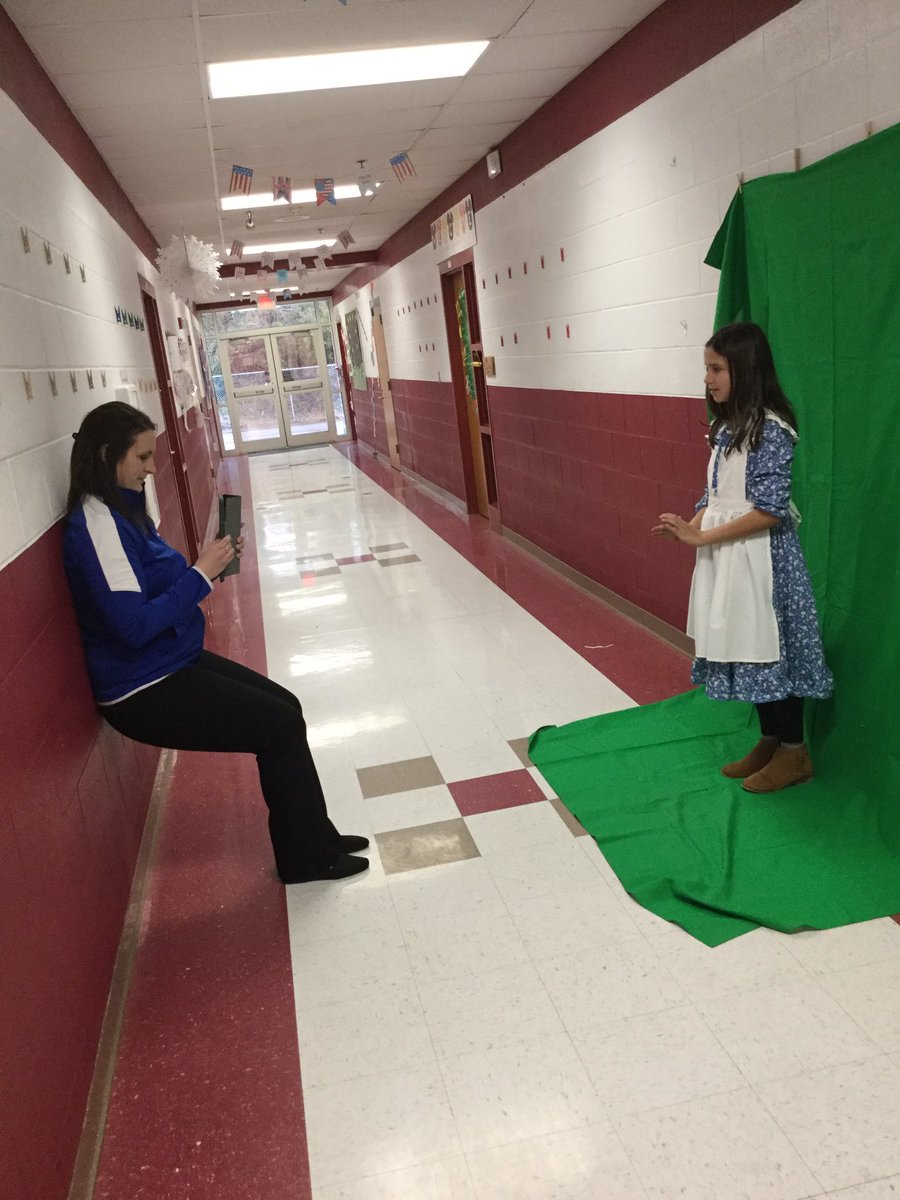 Worked with another class on the first step of adding technology to their wax museum project. Can you who this student is dressed up as?