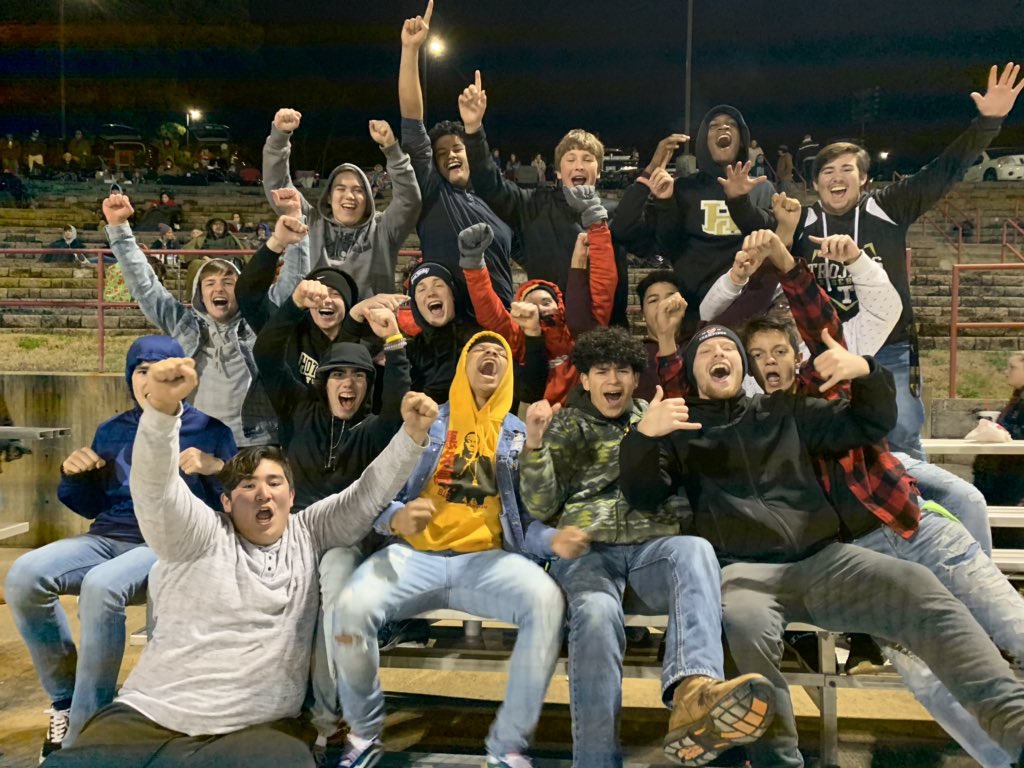 This hype section at Clyde Berry Field is giving us life!! Go Reddies 🩸