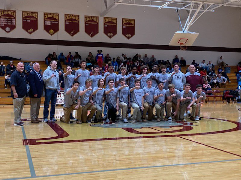 Congratulations to <a href="/Dixon_Bulldogs/">Dixon Bulldogs</a> soccer team! It was an honor to be a part in presenting the team with state championship rings tonight! <a href="/OnslowSchools/">Onslow County Schools</a> <a href="/clarkie_3/">Steve Clarke</a> <a href="/KevinHartDHS/">Kevin Hart</a> <a href="/coachball2709/">This Guy</a>
