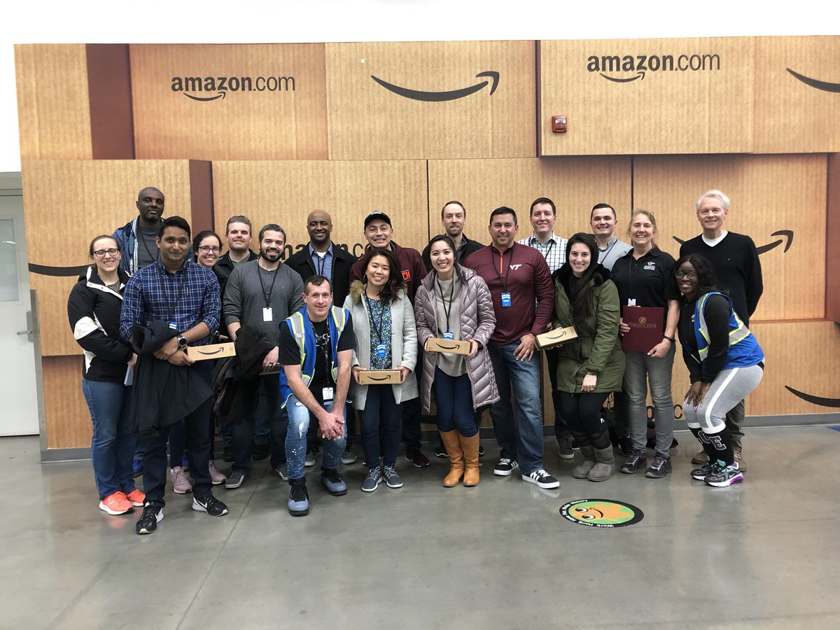Hoopes_B's tweet photo. @VirginiaTechMBA students had a fascinating tour at @amazon fulfillment center #bwi2 #workhardhavefun https://t.co/b1bJWsy1WZ