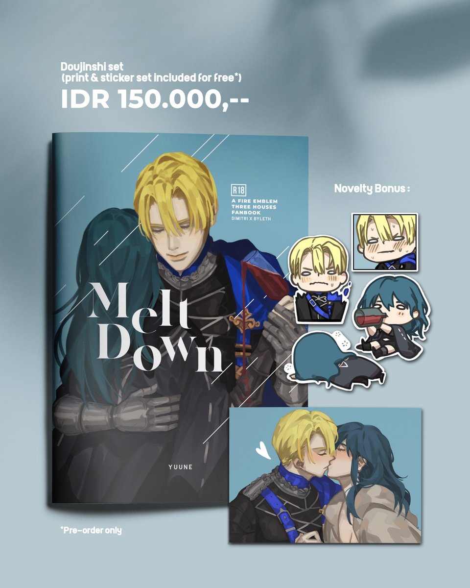 hi i FINALLY finished my Dimileth book! ?? i'll be selling this book at #Comifuro14 on 22-23 Feb for both days at booth number L1 A-B!!

? Local pre-order form : https://t.co/MFr9v2VeCS

#FE3H #FireEmblemThreeHouses #Dimileth #DimitriAlexandreBlaiddyd #BylethEisner 