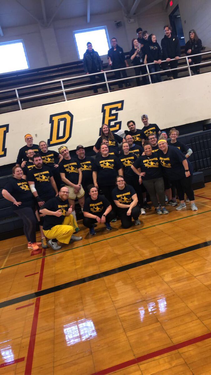 wmherd's tweet photo. and don’t forget to give our wonderful staff an amazing job as they fought a hard and fair fight today at the dodgeball game !!!! we all love and appreciate each and every one of you 💙💛💙💛 https://t.co/gEZGQ4kVQ9