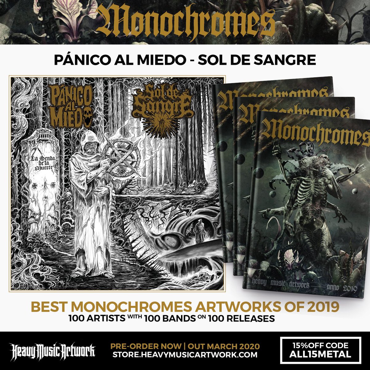 We are excited to announced “La Senda de la Muerte” artwork made by Juanjo Castellano has been included in
The best monochromatic metal artworks of 2019
#artwork #soldesangre #panicoalmiedo #juanjocastellano #heavymusicartworks #deathmetal #osdm #monochrome