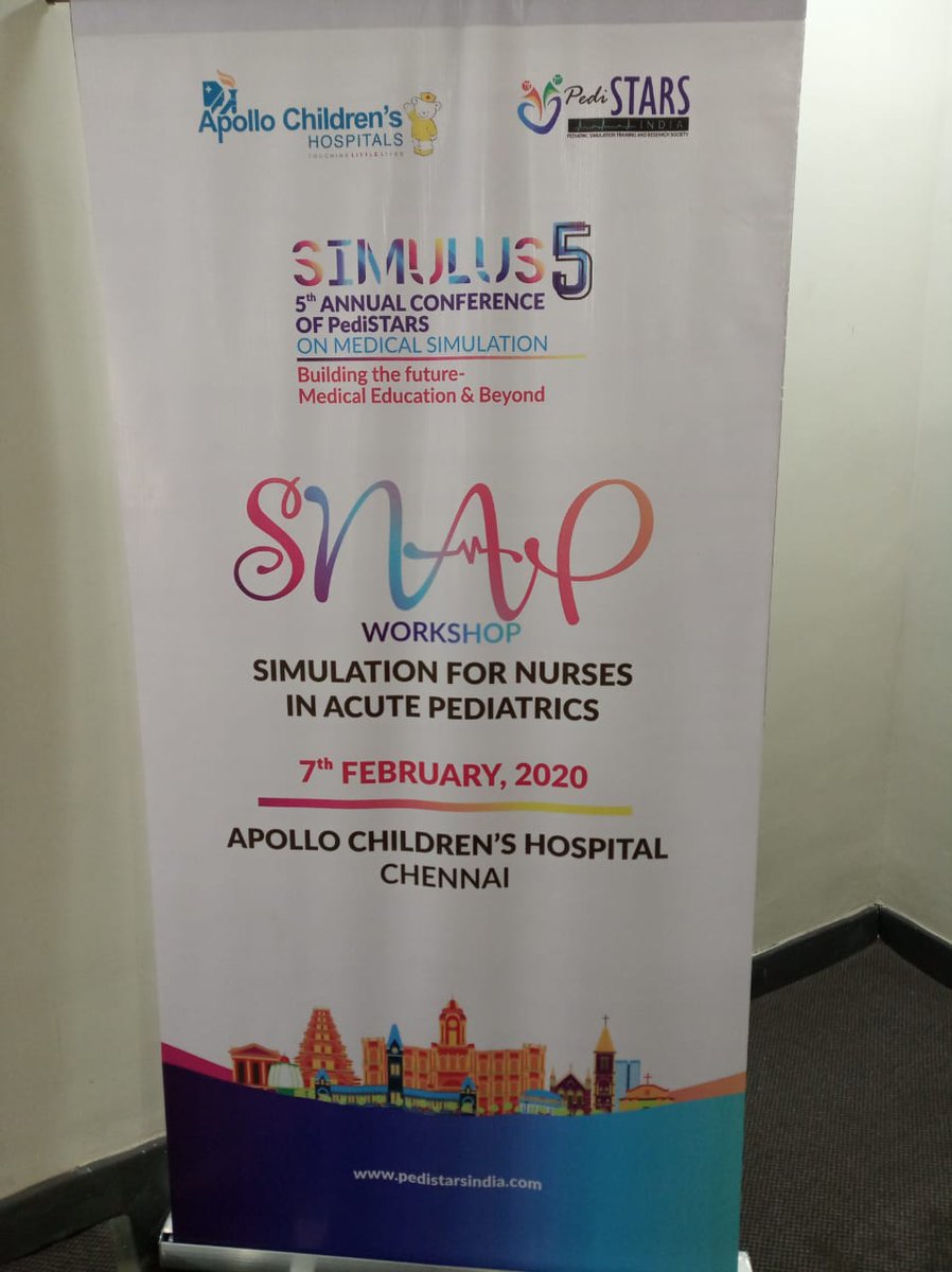 PediSTARSIndia's tweet photo. Day 2 of Pre Conference Workshops SIMULUS 5 -
SNAP(Simulation for Nurses in Acute Pediatrics) Workshop conducted at Apollo Children's Hospital, Chennai on 7th February 2020. #SIMULUS5
Apollo Hospitals, Chennai
The workshop attended by more than 50 nurses was a successful event! https://t.co/M3IdXvEUdK