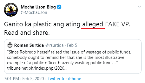 ogie_rosa's tweet photo. Ikaw ang nagpaparatang at ikaw rin ang gumamit ng salitang "alleged"? Nuknukan ka talaga, Mocha! https://t.co/hpKW7MuT7S
