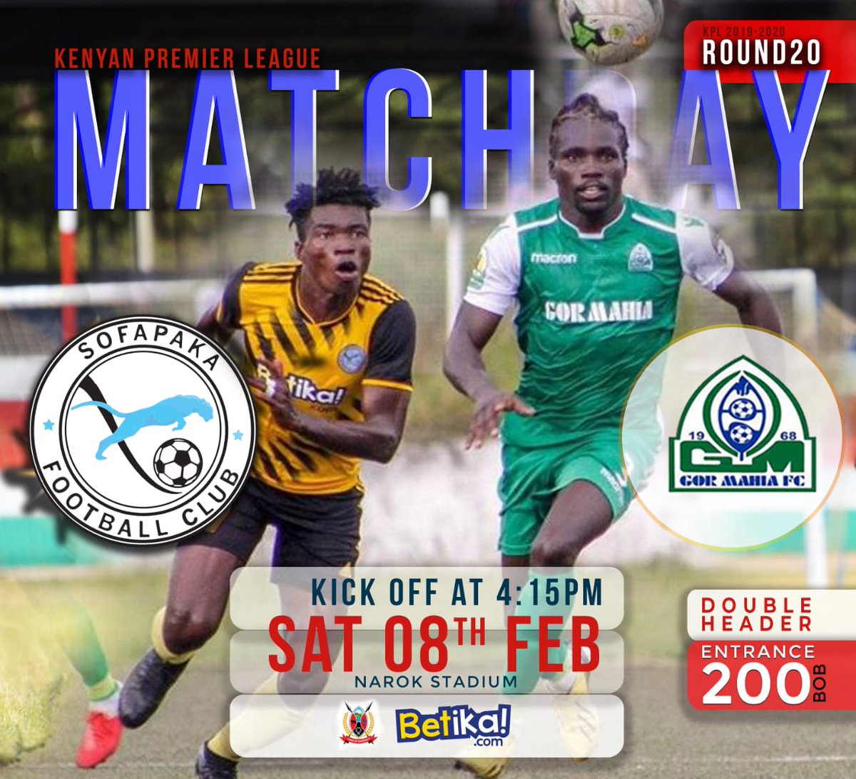 FC_Sofapaka's tweet photo. It's Match Day 💙💚
🏆| Kenyan Premier League
🆚
@FCGorMahia 
⌚| 4:15pm
📍| Narok Stadium
#SOFGOR
@betikaKe @TheOfficialKPL 
#BatotoBaMungu https://t.co/9C0DIXEm31