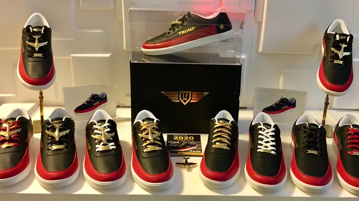 trumpkicks's tweet photo. Limited Edition Trump Force Ones OUT NOW! - In Stock With Free FEDEX Shipping $225 https://t.co/MysTjT8Wy6