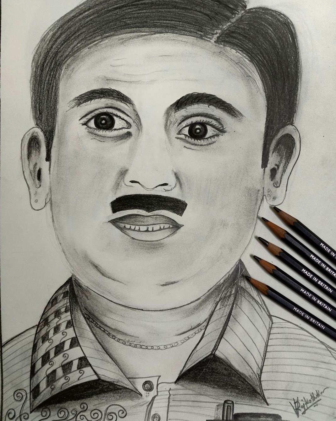 Sourav Dutta arts - Portrait drawing of || Jetha lal || ( Dilip Joshi )❤️ .  Dilip Joshi is prominently known for his role as Jethalal Gada in (TMUC).  Tag him @maakasamdilipjoshi