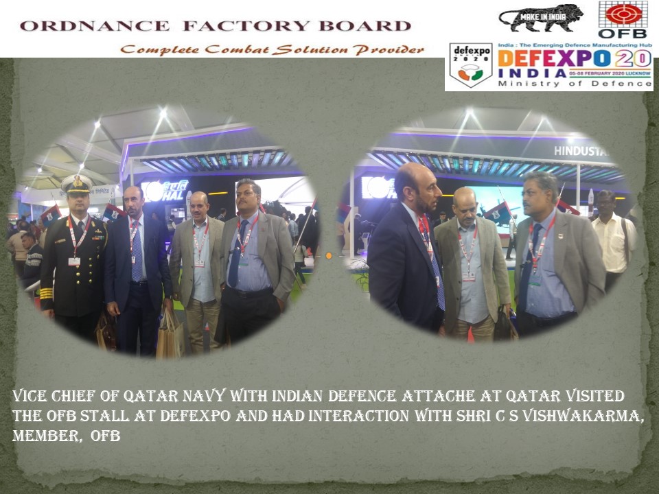 DoO_India's tweet photo. Vice Chief of Qatar Navy at OFB stall https://t.co/Iw7vQYzAmX