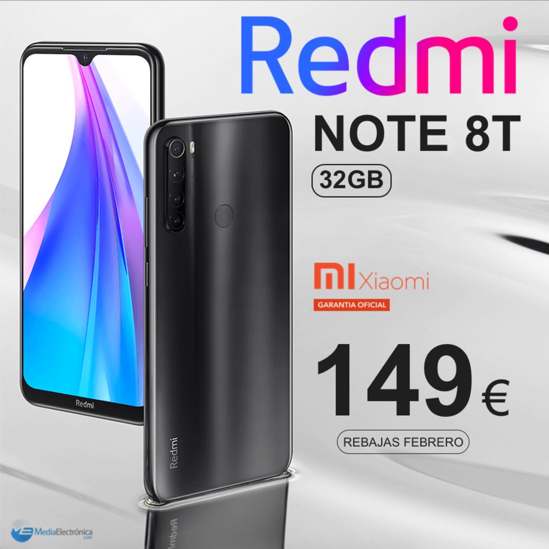 ✴️  MÁS REBAJAS REDMI NOTE 8T 32GB!!!🔥🔥
✅ SAT en España 🇪🇸 Garantía 2 años Oficial⚡️⚡️
📲 Versión Global

💰👉 👉 OFERTA: 149€ 👈 👈💰

✔️Pantalla FHD+ 6,3"
✔️4 cámaras 48 Mpx
✔️Batería 4000mAh
✔️NFC

🛒Link de Compra: bit.ly/2v98qhD
