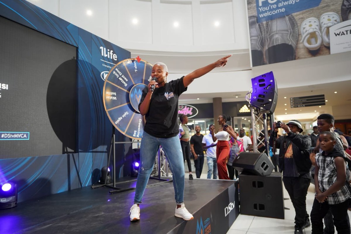 Mzansimagic's tweet photo. Fun in Rustenburg at the #DStvMVCA celebration with @vuyomse, @KhuliChana, @pamela_mtanga, @DStv and YOU! We're in the house until 3pm. https://t.co/HovVOT3JNq