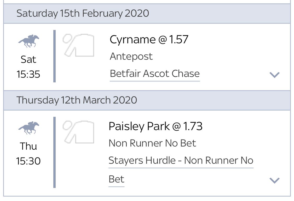 EliteGamble's tweet image. Might of staked a little too much on this absolute banker!!

#Cyrname runs next Saturday, and the unstoppable #paisleypark running at #Cheltenham

A month away and I’ve already spent a mortgage on #chelts 😅 I can only imagine these odds going one way ⏬⏬

Get on them early!!