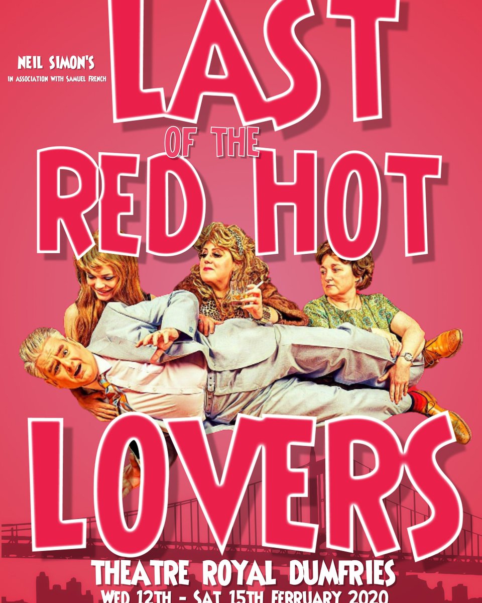 Next week! #TheGuildofPlayers bring you Neil Simon's #LastoftheRedHotLovers - book your tickets now!
<a href="/DGWGO/">Dumfries & Galloway! What's Going On?</a> <a href="/Midsteeple/">MidsteepleBoxOffice</a> <a href="/DG_Unlimited/">DG Unlimited</a> <a href="/DandGLife/">D&GLife</a> <a href="/DGStandard/">Dumfries Standard</a> <a href="/VisitScotland/">VisitScotland</a> <a href="/VisitSWScotland/">Visit South West Scotland</a>