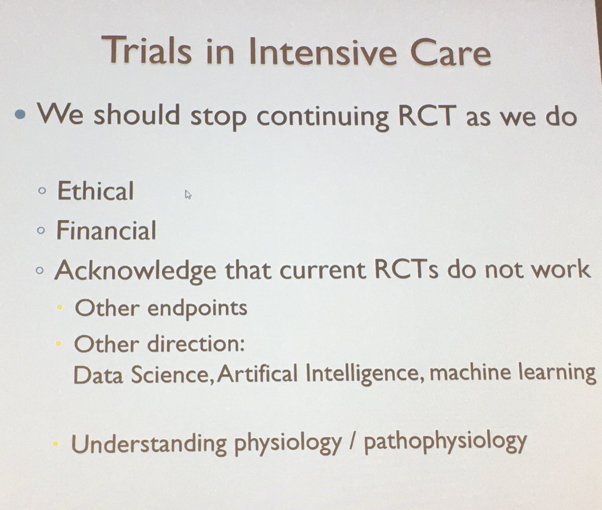 FOAMecmo's tweet photo. @ArmandGirbes @hughgifford @gattinon @BellomoRinaldo @DrMCecconi @avkwong @load_dependent @Gas_Craic @Dr_Cit @iceman_ex Why RCTs in #ICU fail? Forgotten question for: which proportion of mortality risk is attributable to syndrome? if < 20% no demonstrable effect; crit care syndromes associated with underlying severity of illness attributable mortality risk overestimated @ArmandGirbes #ESICMphysio https://t.co/pJhI75nUy0
