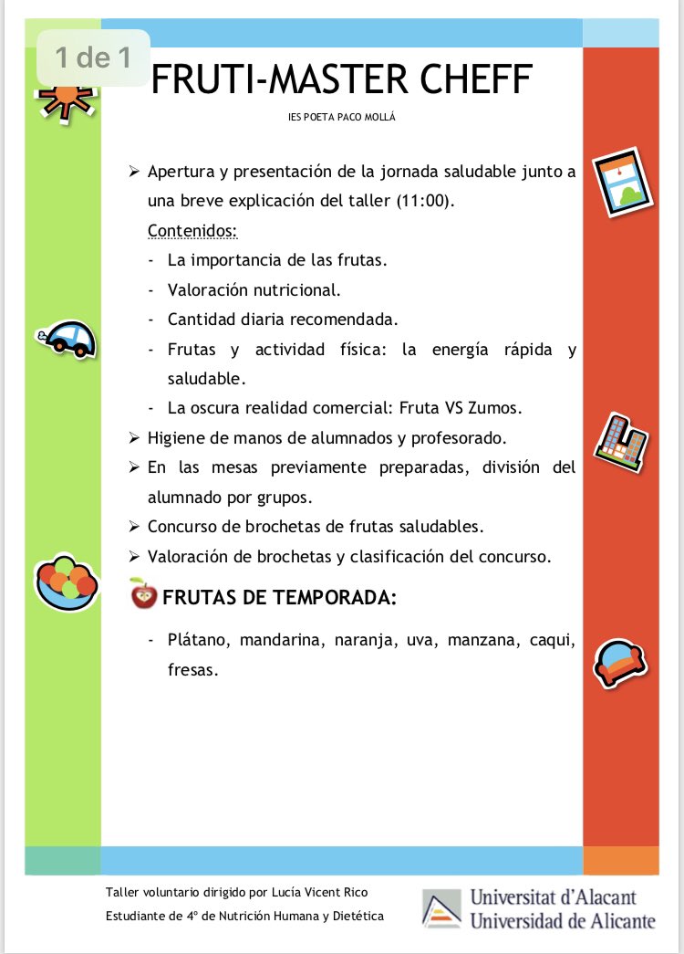 Raul_ef's tweet photo. Y ponemos fin a la semana cultural del #iespm con el taller de brochetas de frutas con alguna dinámica de #masterchef .Una situación de aprendizaje que involucra los 5 sentidos 👂 👀 🖐 👅. #edufis https://t.co/emzkxhPsjQ