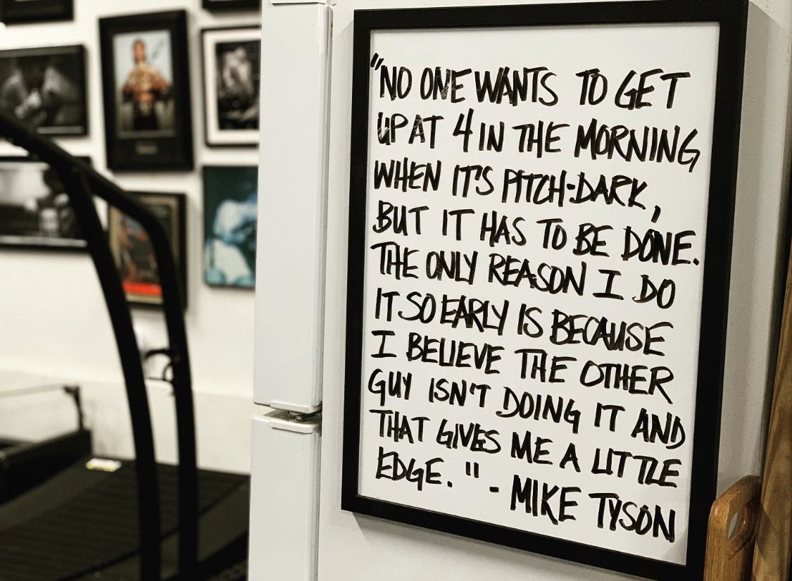 FreddieRoach's tweet photo. You want to be a world champion and STAY a world champion?  Discipline and work ethic in boxing is everything #quote #MikeTyson #quoteoftheday #motivationalquotes #motivation #boxers #fighters #trainers #wildcardboxing #boxing #family @MikeTyson @WildCardBoxing1 @WCBstore https://t.co/G7216EhHVy