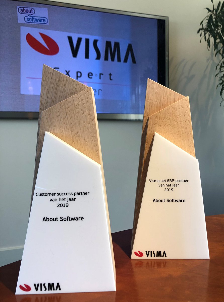 Yes! 2 prachtige awards voor About Software. Bedankt @VismaSoftwareNL voor een super avond en de waardering! Trots op ons team. 💪 #vismapartnerawards