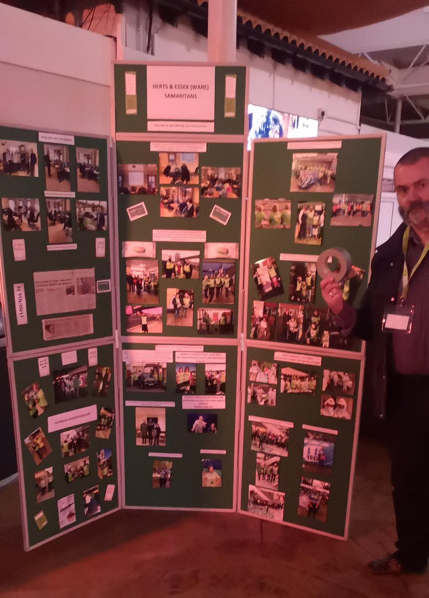 HertsEssexSams's tweet photo. Our @HertsEssexSams team good to go this morning and ready to share our year's news at our regional conference #SamaritansERC2020.
📷👍 Mike with the duct tape
📷👍 Emma celebrating quiz night success https://t.co/pufQbB9Pmi