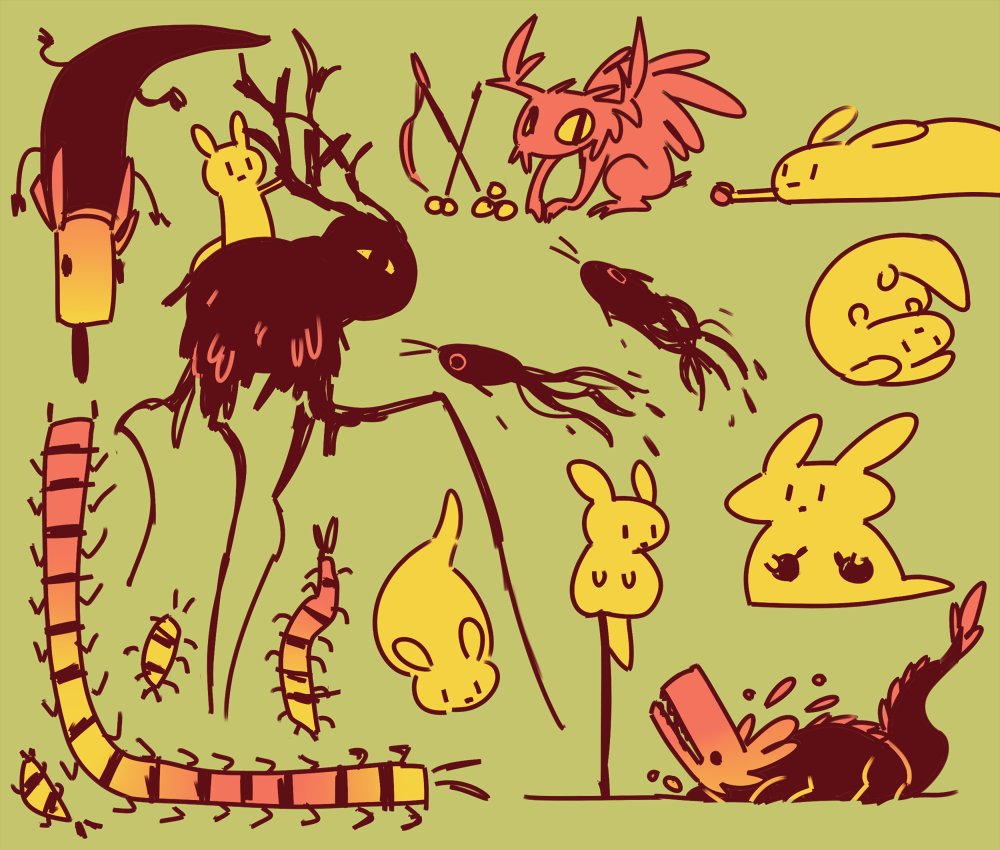 eilyssen's tweet image. #rainworld slugcat and friends from memory