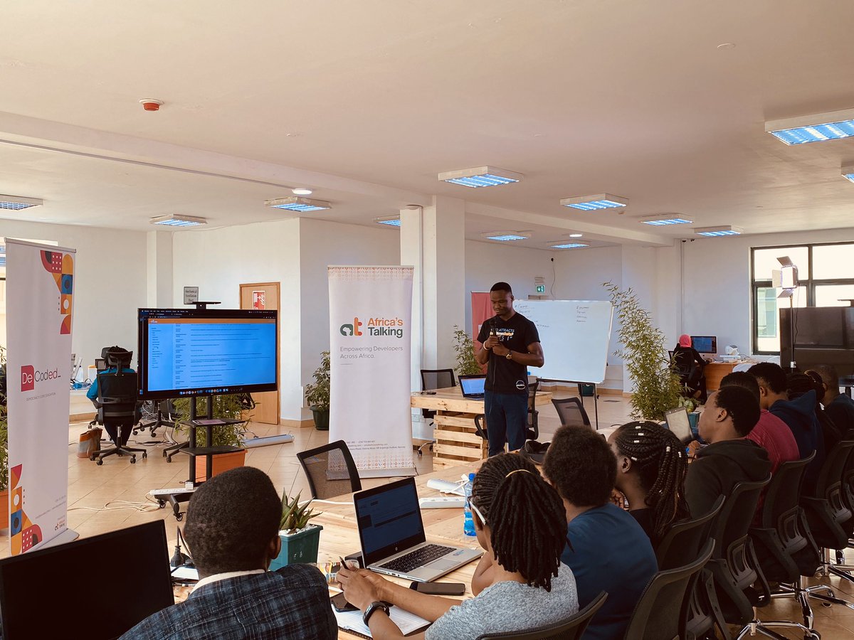 Africastalking's tweet photo. This is it! The #VoiceMasterclass just started with @ejiro4precious our #VoiceEngineer leading the first session and educating us on the #Voice basics. Trust me, you don’t want to miss this! https://t.co/9oZkvvHCXi