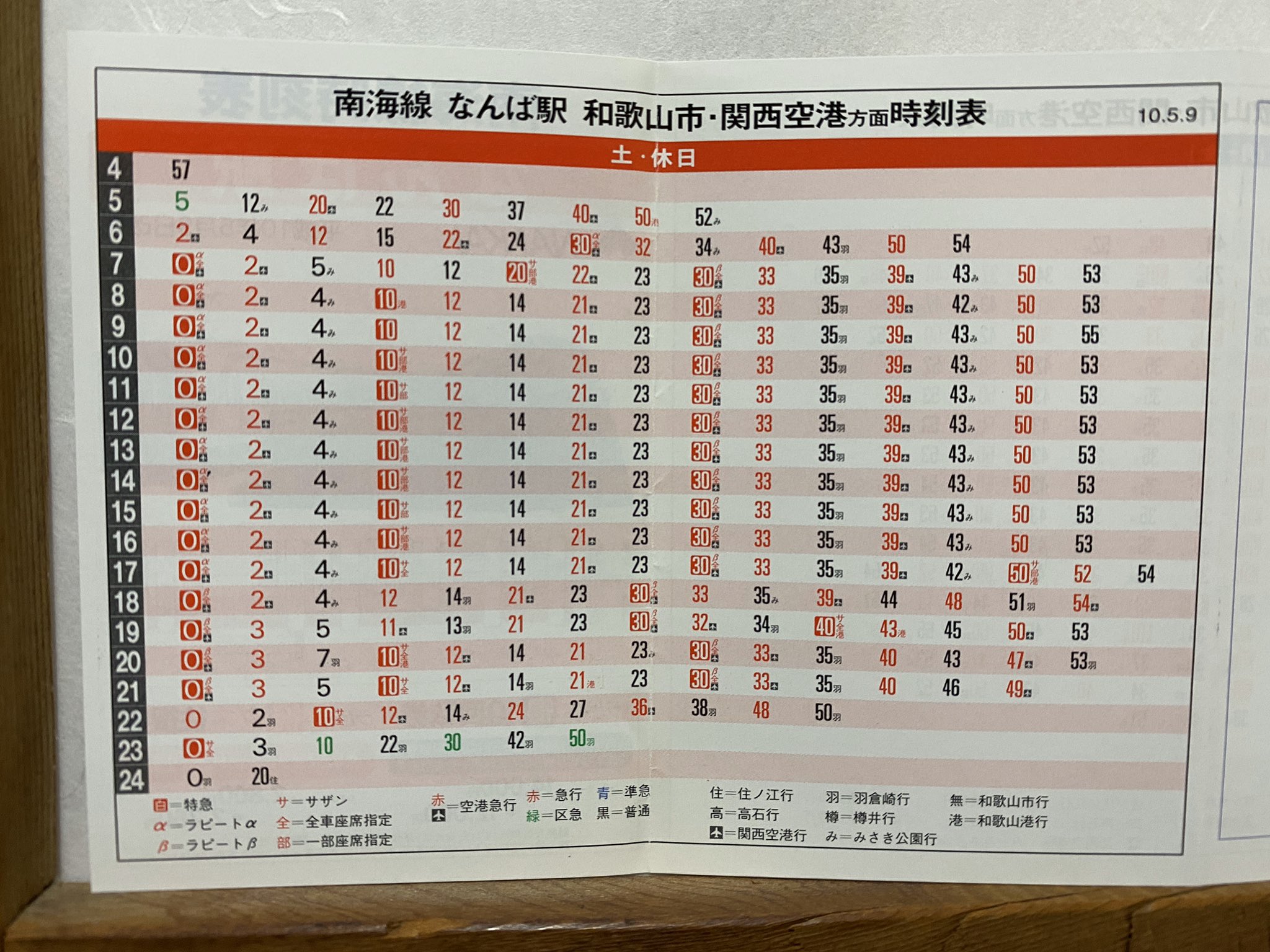 なお 平成10年5月にダイヤ改正した南海本線なんば駅の時刻表 ラピートaはノンストップでサザンが昼間に1本 代わりに急行が3本があったときですね 普通は今は4本しかないけど 21年前は6本もあったんですね なお 平成10年5月にダイヤ改正した南海本線なんば駅の時刻表 ラピートaはノンストップでサザンが昼間に1本 代わりに急行が3本があったときですね 普通は今は4本しかないけど 21年前は6本もあったんですね