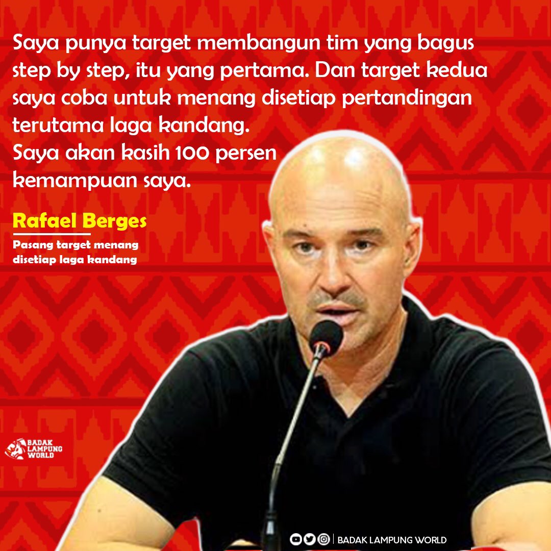 bdklampungworld's tweet photo. Rafael Berges memiliki target memenangkan pertandingan di setiap laga kandang di Liga 2 2020.

Cara untuk menggapai target tersebut dengan melakukan latihan yang keras sebelum kompetisi dimulai. Ia juga mengungkapkan akan melakukan beberapa laga uji coba sebelum kick off dimulai. https://t.co/hM4cJBoAuS