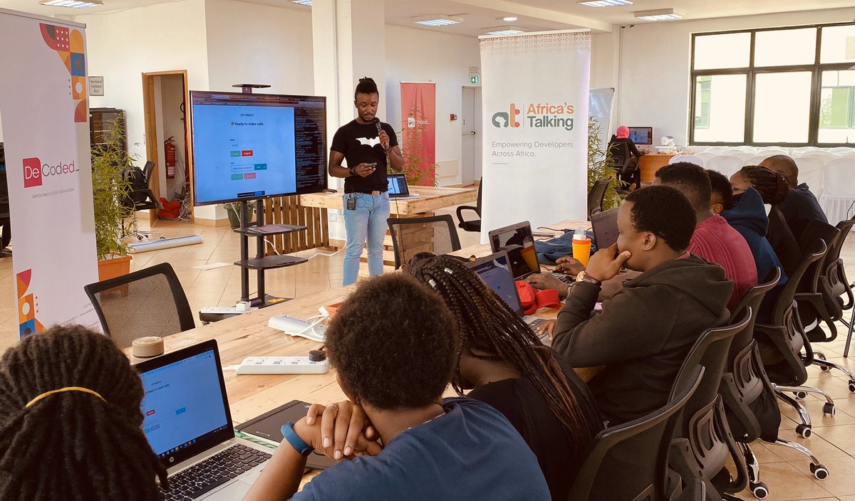 Africastalking's tweet photo. What are #BrowserCalls and how exactly can I make and receive calls from a browser? Our Full stack engineer @mike_mwirigi is leading the 3rd session on this. https://t.co/TS7fhMpBFu