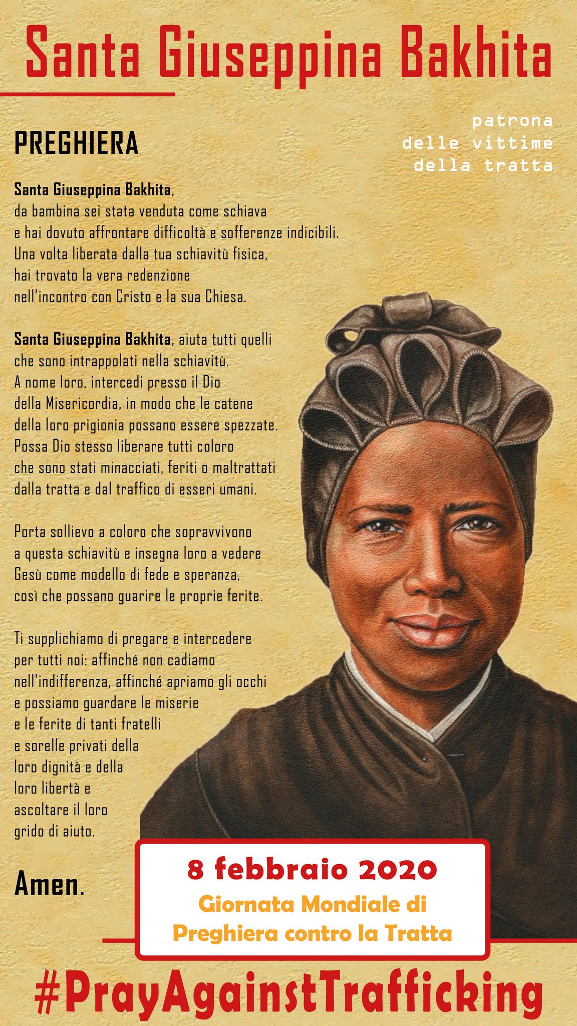 Preghiera A Santa Giuseppina Bakhita Vatican News on Twitter: "#8febbraio #PrayAgainstTrafficking Con l